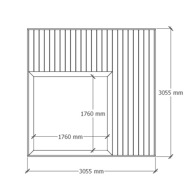Terassi hiekkalaatikolla 3x3m