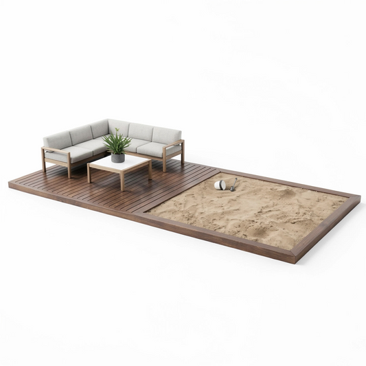 Terassi hiekkalaatikolla 6x3m