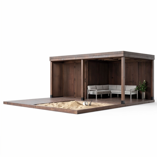 Katos varastolla ja hiekkalaatikolla terassilla 5x6m