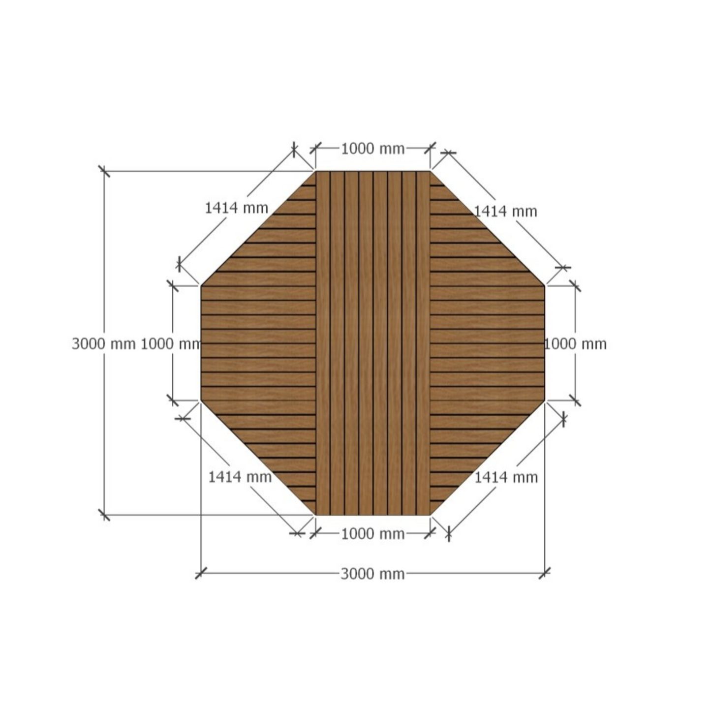 Erimuotoinen terassi 3x3m