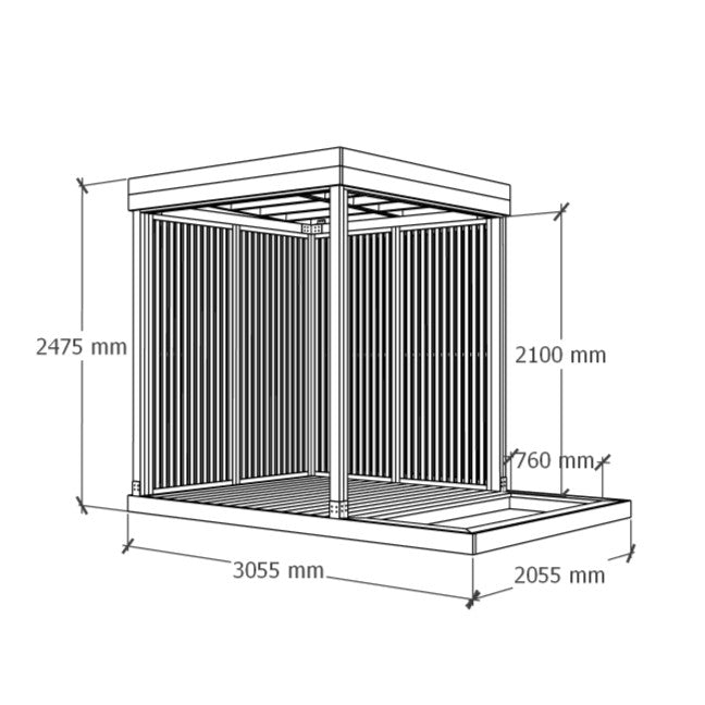 Katos istutusterassilla 3x2m