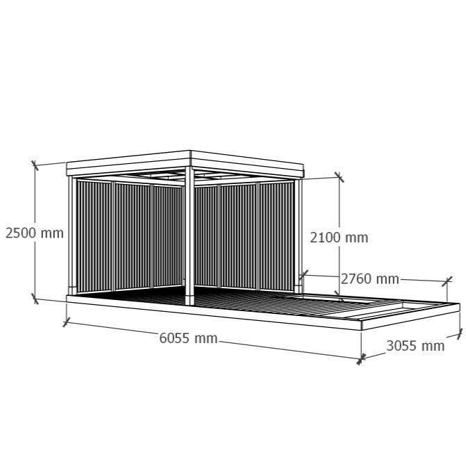 Katos istutusterassilla 6x3m