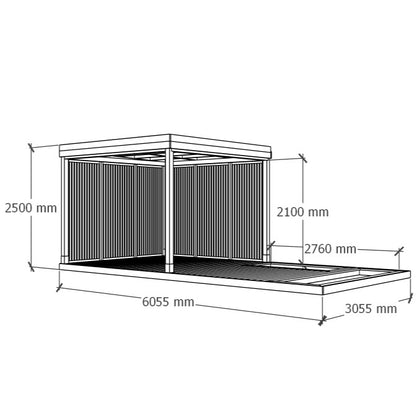 Katos istutusterassilla 6x3m