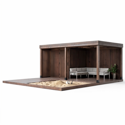 Katos varastolla ja hiekkalaatikolla terassilla 5x6m