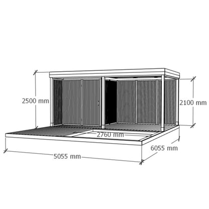 Katos varastolla ja hiekkalaatikolla terassilla 5x6m